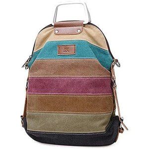 Canvas Handbag Striped Lattice Cross Body Shoulder Purse Bag Tote-Handbag